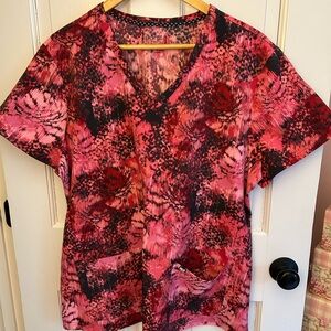 Koi Next Gen Women’s Vivid Pink and Black Short Sleeve Scrub Top